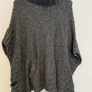 Women's Charcoal Gray Knit Poncho Sweater